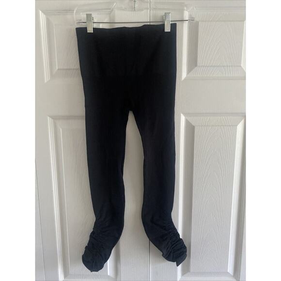 Star Power by Spanx Womens Small Black High Rise Leggings Rouche‎ Ankle Slim - Picture 1 of 5